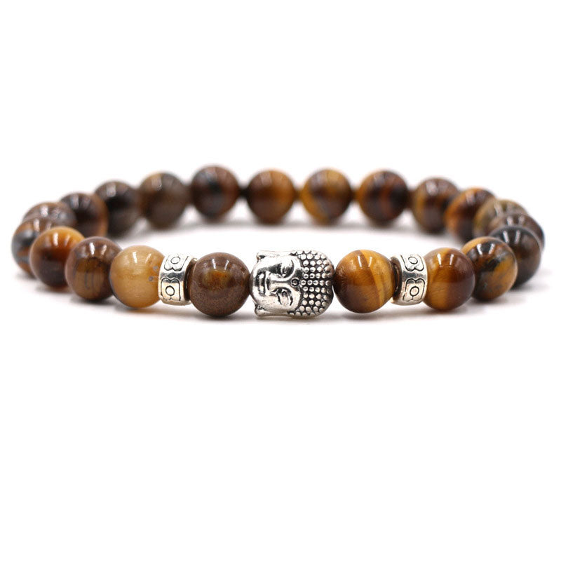 Pulsera de protección de ágata morada con Buddha Stones