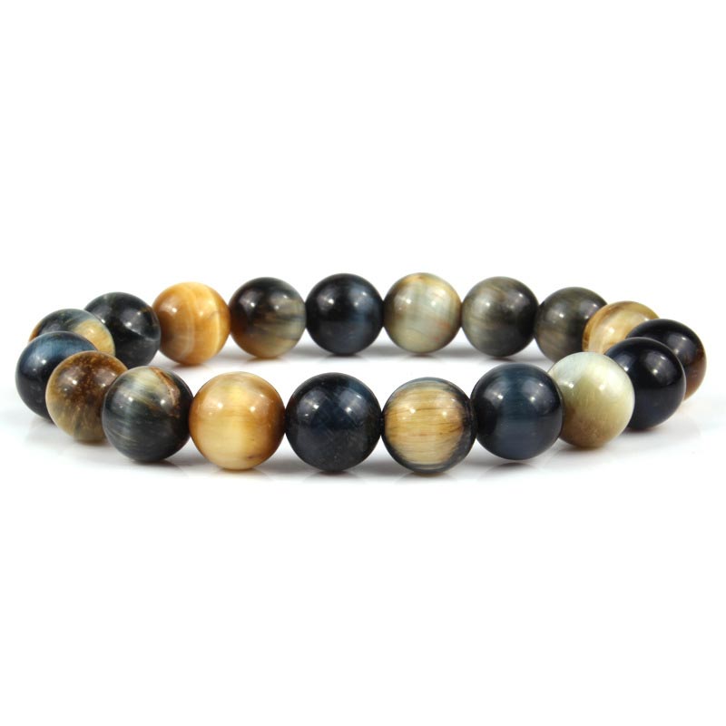 Pulsera de cuentas de ojo de tigre de cristal curativo de ansiedad y estrés con Buddha Stones