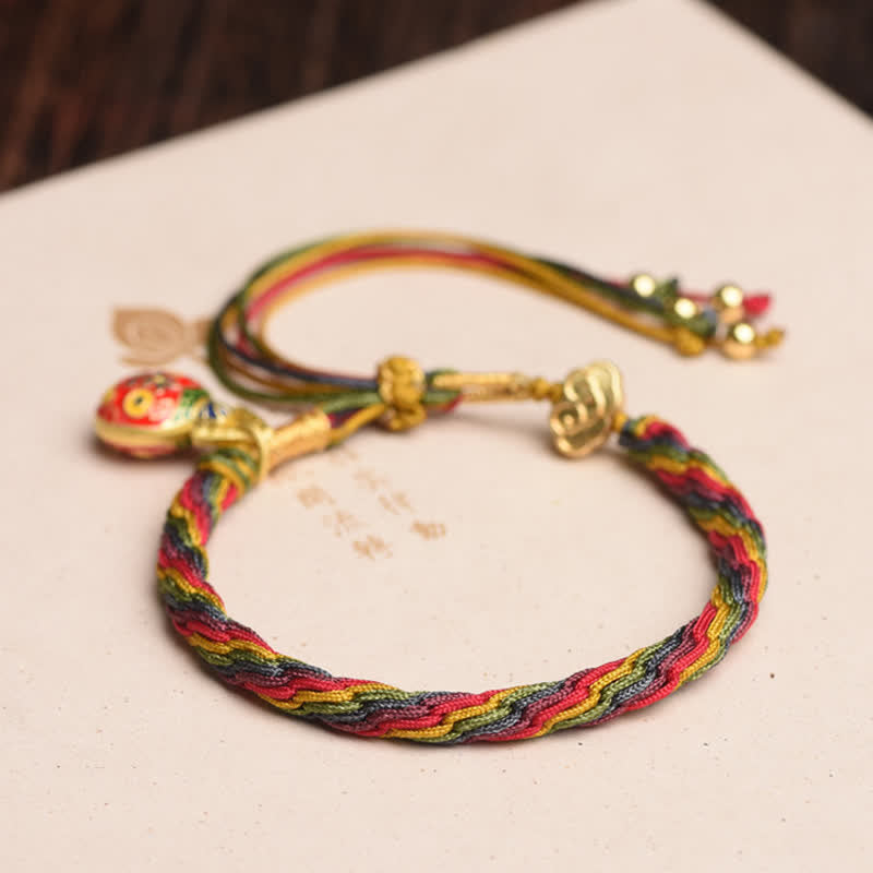 Pulsera de cuerda colorida con nudo de reencarnación de la suerte de la familia de la bestia tragadora de oro con Buddha Stones