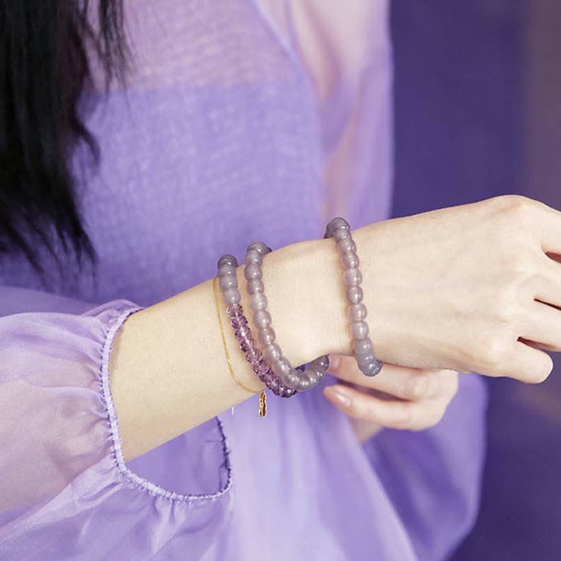 Pulsera curativa de meditación de cristal de amatista natural