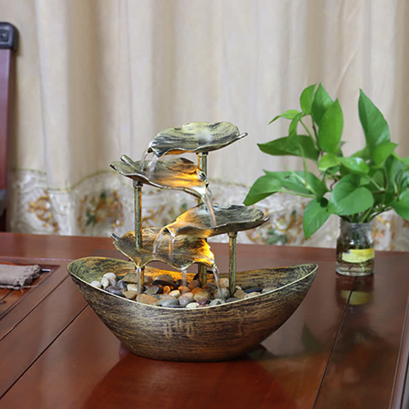 Fuente de cascada con forma de hoja de loto y Buddha Stones, adorno de mesa con luz LED, decoración para el hogar y la oficina. - image 6