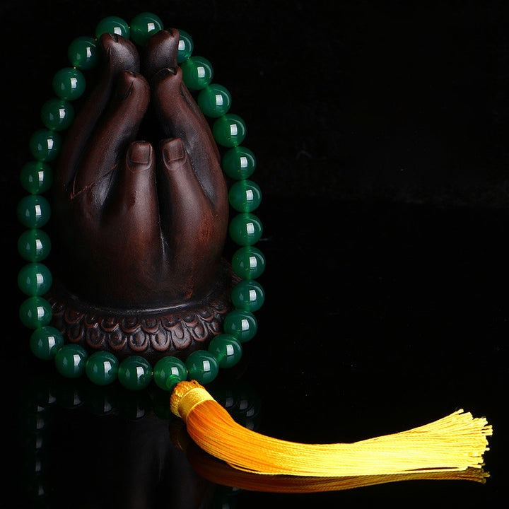 Ágata verde Natural muñeca Mala Power borlas bolsillo Mala decoración del coche
