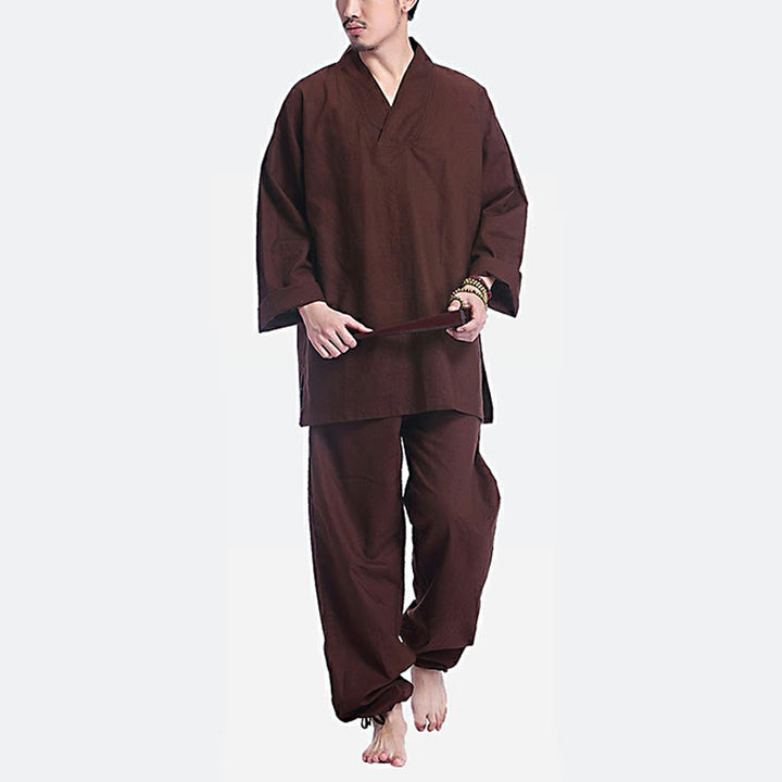 Conjunto de ropa de Yoga para hombre, diseño con cuello en V , Buddha Stones, meditación, oración, espiritual, Zen, lino y algodón - image 3