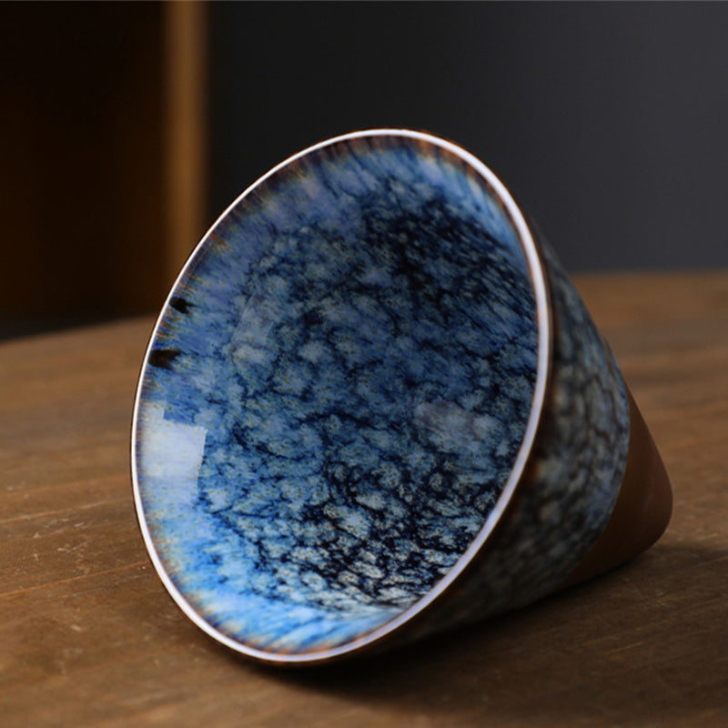 Taza de café de cerámica con cambio de horno Retro Buddha Stones, taza de café expreso con Base de 200ml