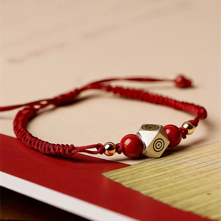 Pulsera trenzada de plata de ley 925 hecha a mano con Buddha Stones , zodíaco chino, Buda natal, cinabrio