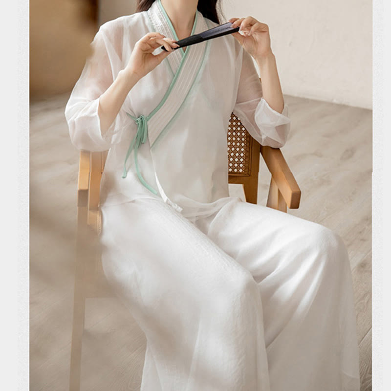 Conjunto de ropa de gasa para mujer, ropa de práctica de meditación espiritual Zen, Buddha Stones, oración Retro