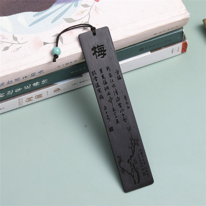 Marcadores de madera de crisantemo de bambú de orquídea ciruela con Buddha Stones con caja de regalo
