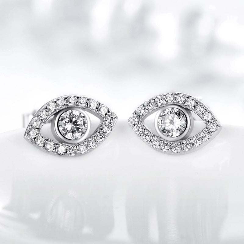 Pendientes de plata de ley 925 con Buddha Stones con símbolo del mal de ojo