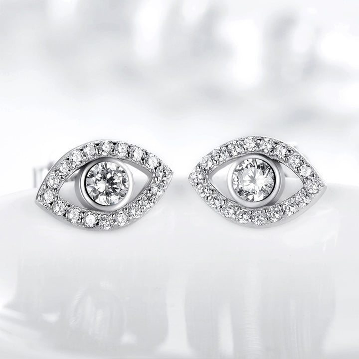 Pendientes de plata de ley 925 con Buddha Stones con símbolo del mal de ojo