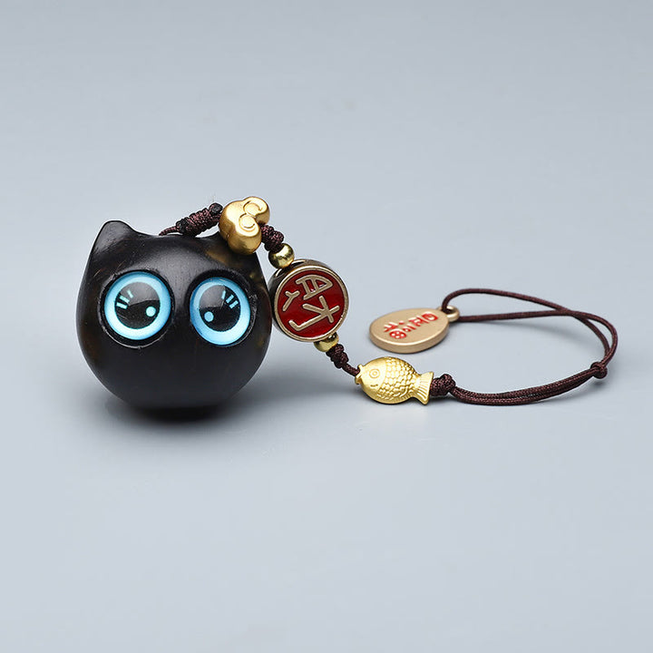 Buddha Stones Thuja Sutchuenensis Sándalo Verde Boj Mini Animal Lindo Conejo Gato Ciervo Ballena Prosperidad Teléfono Decoraciones Colgantes - Gato de ojos azules de sándalo rojo 2,8 x 2,6 cm - image 3