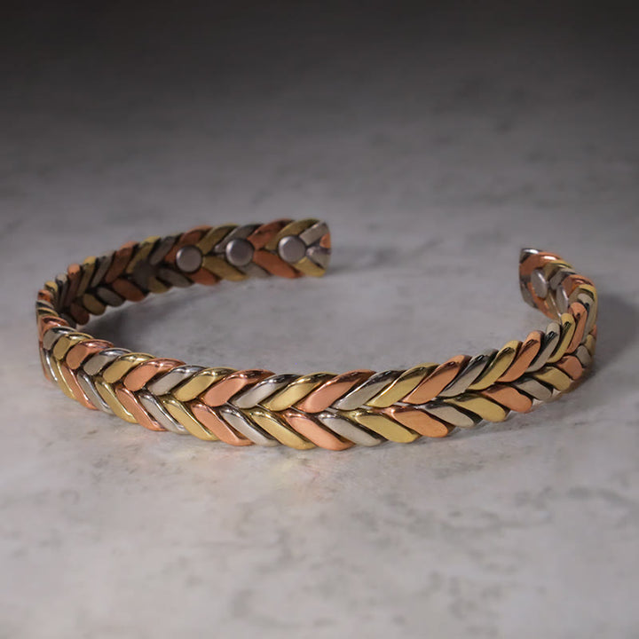 Brazalete ajustable de cobre magnético vintage con Buddha Stones