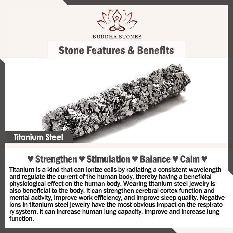 Colgante de collar de equilibrio de acero de titanio con diente de lobo de imitación de Buddha Stones