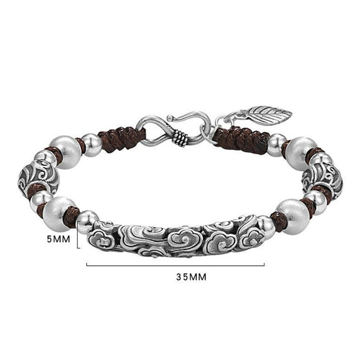 Pulsera de cadena de riqueza de nube auspiciosa de plata de ley 999 de cobre hecha a mano con Buddha Stones del Tíbet - image 12