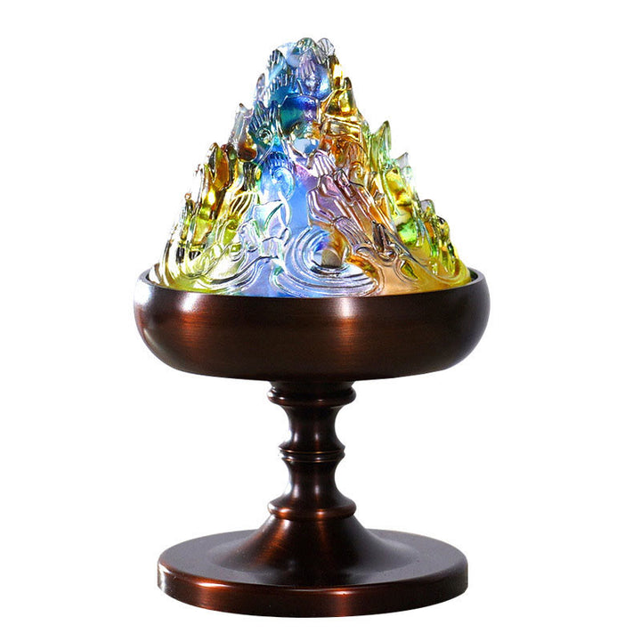 Quemador de incienso de meditación curativa Liuli Crystal Mountain