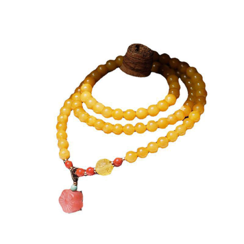 Collar de equilibrio curativo de ámbar Pulsera con dije de flor