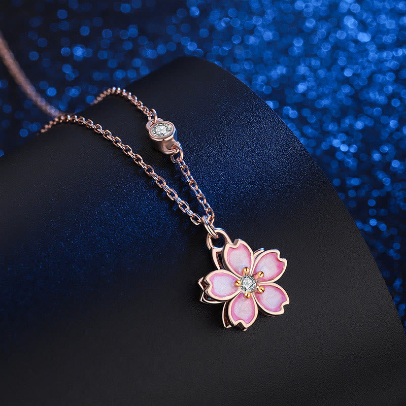 Colgante de plata de ley 925 con Buddha Stones , flor de cerezo, protección giratoria