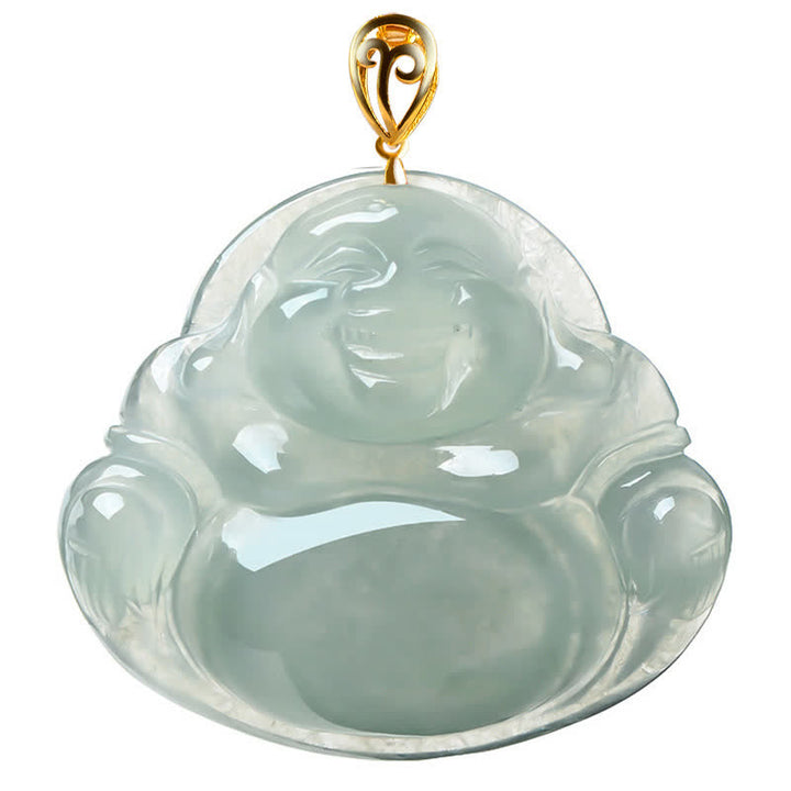 Buddha Stones sonriente de jade natural, chapado en oro y plata de ley 925. - image 7