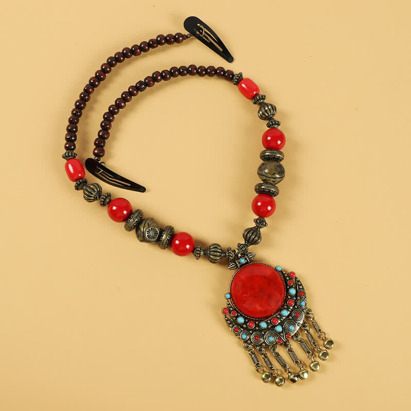 Accesorios para el cabello con borlas y cuentas retro tibetanas