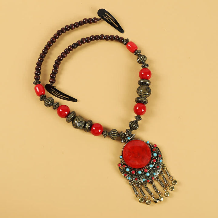 Accesorios para el cabello con borlas y cuentas retro tibetanas