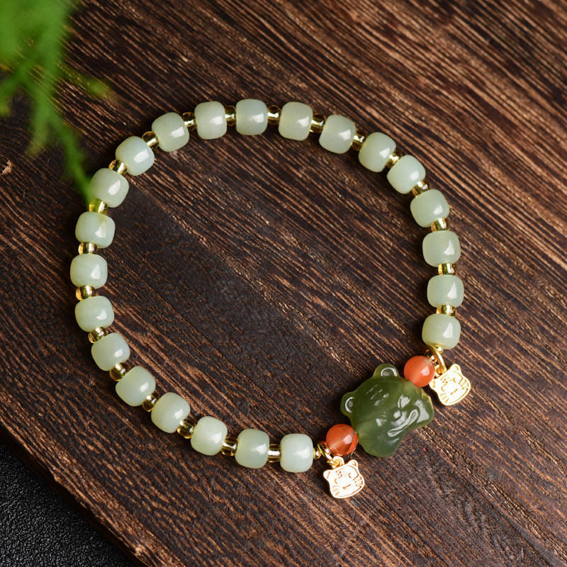 Pulsera de la abundancia de jade del tigre de la suerte del zodíaco chino
