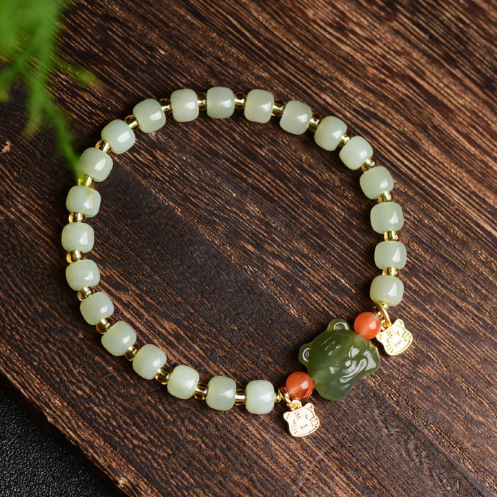 Pulsera de la abundancia de jade del tigre de la suerte del zodíaco chino