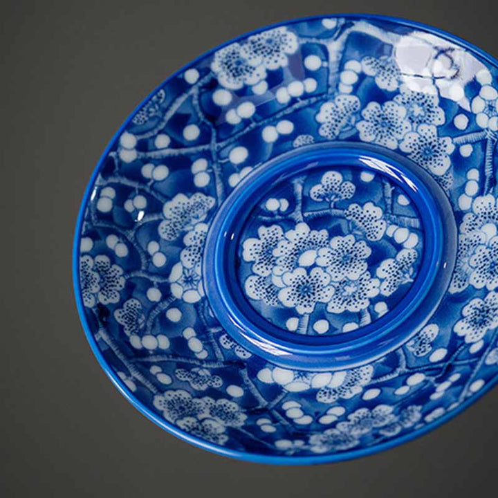 Taza de té de cerámica Gaiwan Sancai, taza de té de Kung Fu y platillo con tapa, Buddha Stones, flor de ciruelo, porcelana azul y blanca, 185ml