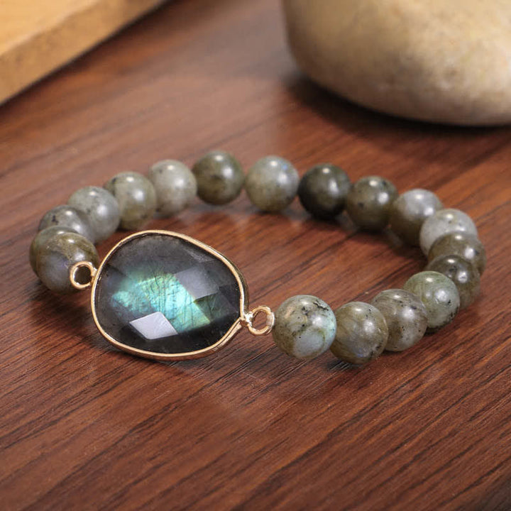 Pulsera de cuentas curativas con soporte de piedra lunar de labradorita natural de Buddha Stones - image 3