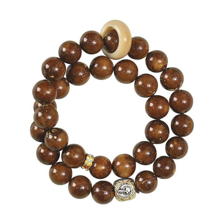 Pulsera de doble envoltura con Buddha Stones tibetanas, oro púrpura Natural, rata, Bodhi, semilla, riqueza