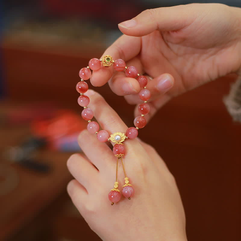 Pulsera de iluminación de flor de loto de ágata Yanyuan de plata de ley 925 con Buddha Stones