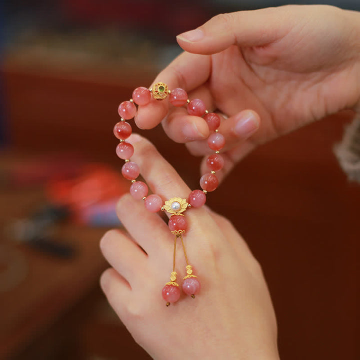 Pulsera de iluminación de flor de loto de ágata Yanyuan de plata de ley 925 con Buddha Stones