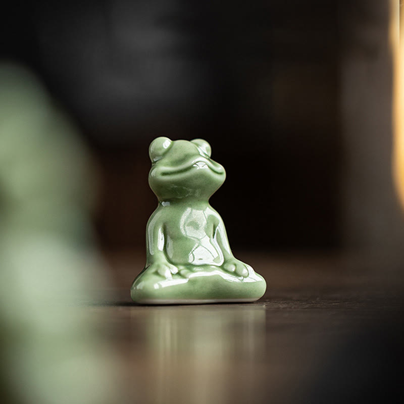 Mini Buddha Stones para meditación, loto pequeño, rana en reposo, cerámica, riqueza, suerte, té para el hogar, figura decorativa para mascotas - image 5