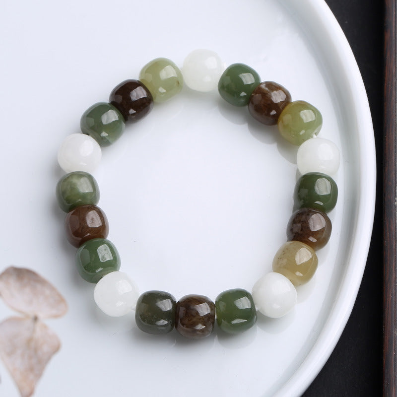 Pulsera de bendición de la suerte de jade degradado con Buddha Stones