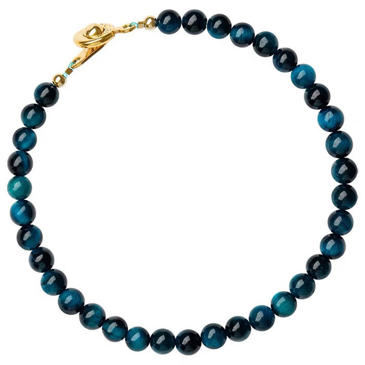 Pulsera de cadena de protección con piedra de ojo de tigre azul natural de Buddha Stones