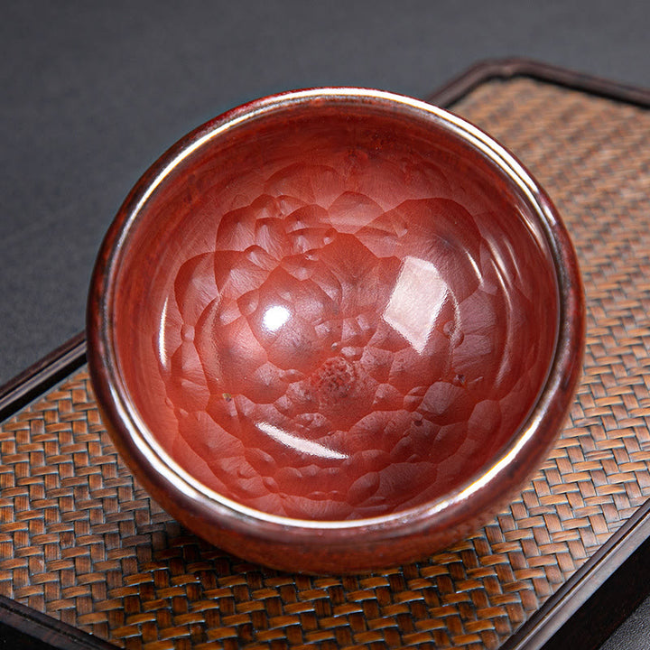 Taza de té de cerámica con diseño de loto Jianzhan chino hecho a mano con Buddha Stones , taza de té de Kung Fu