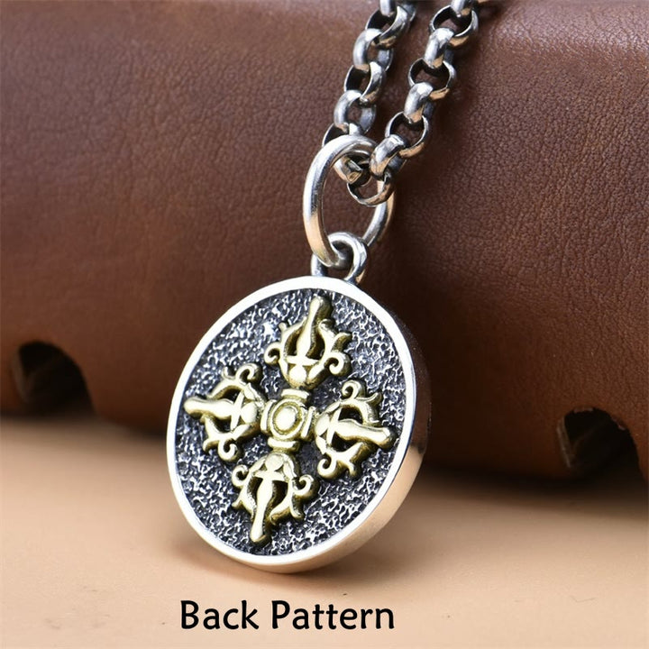 Collar con colgante de plata de ley 925 con Buddha Stones , Tara verde, doble Dorje Vajra - image 3