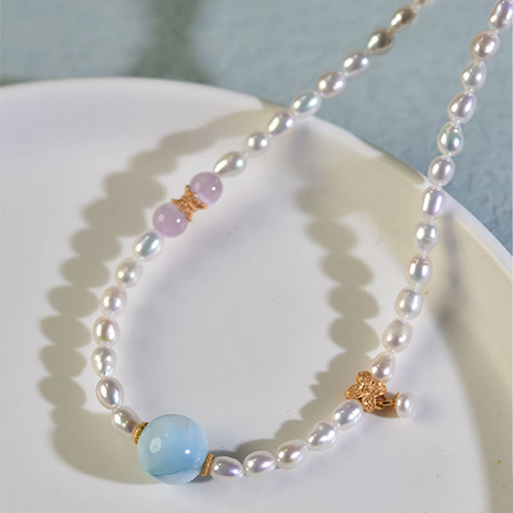 Colgante de collar de sinceridad de Larimar con perlas naturales de plata de ley 925 con Buddha Stones - image 4
