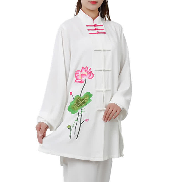 Conjunto de ropa para mujer con diseño de hojas y flores de loto y piedras de Buddha Stones para meditación, tai chi, oración y práctica espiritual zen - image 42
