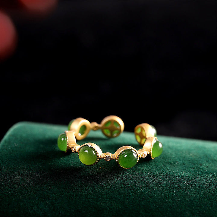 Anillo ajustable calmante curativo de jade cian con Buddha Stones - image 10