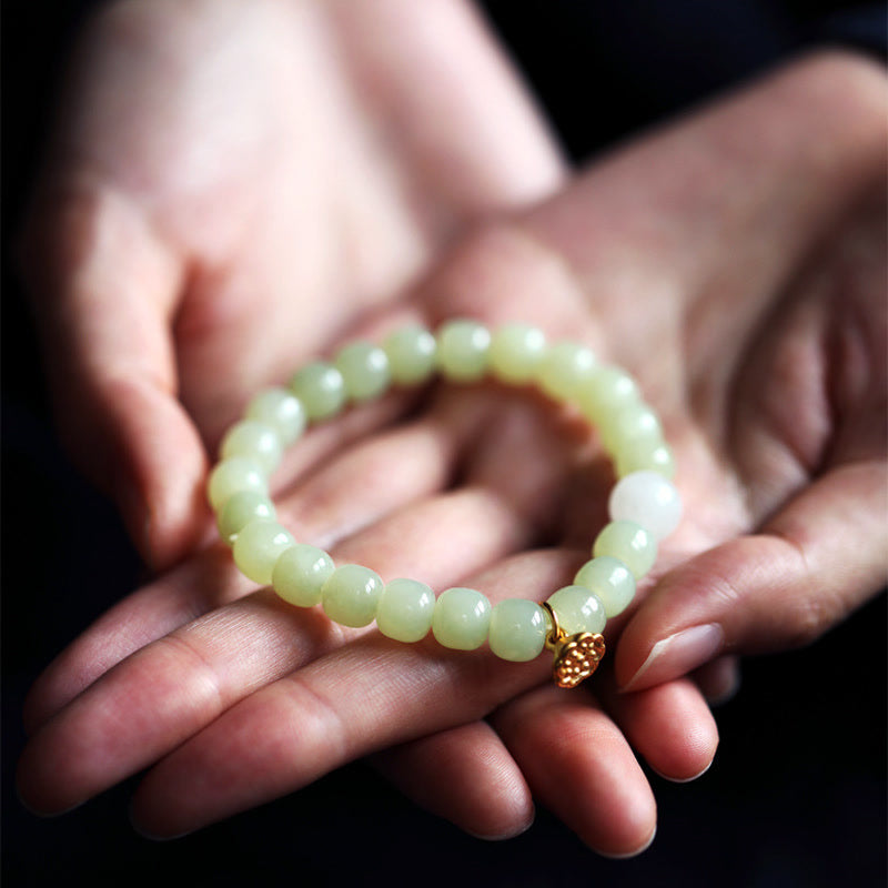 Pulsera ajustable de abundancia de loto de jade