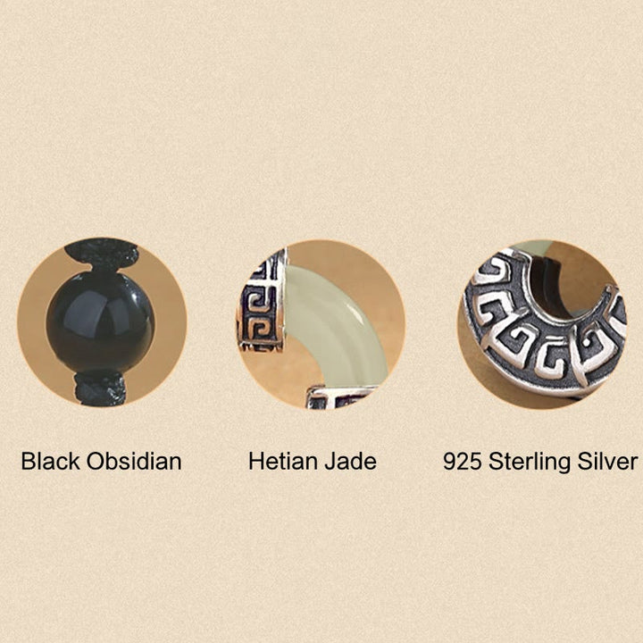 Colgante de collar de prosperidad con hebilla de paz de jade hetiano natural de plata de ley 925 con Buddha Stones - image 8