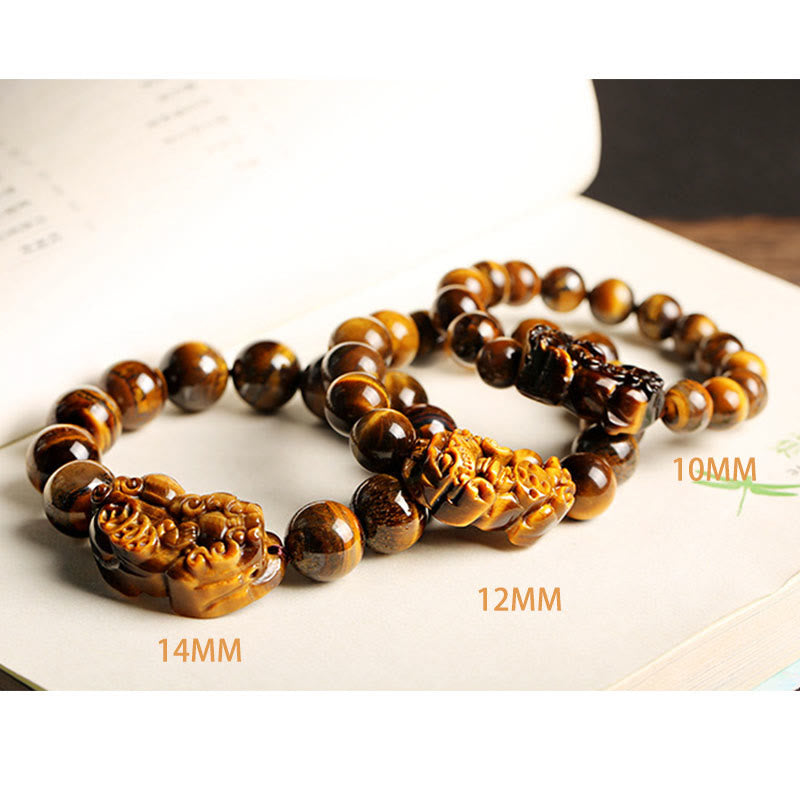 Pulsera de riqueza de ojo de tigre natural con Buddha Stones