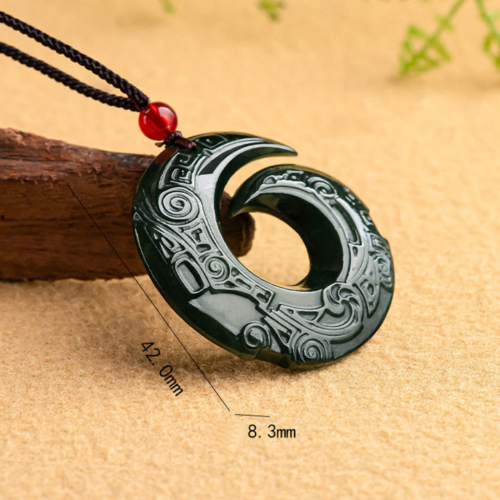 Buddha Stones, la suerte mejora el diseño, colgante de collar de éxito de Jade cian hetiano Natural