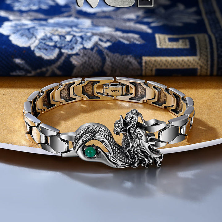 Pulsera de éxito grabada con patrón de dragón vintage de Buddha Stones