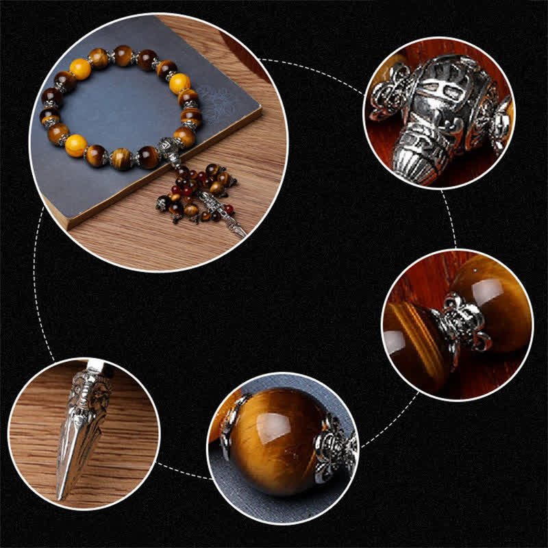 Ojo de Tigre Natural, ágata roja, vena de dragón, piedra de ágata, pulsera curativa de poder Vajra Dorje, decoración del coche