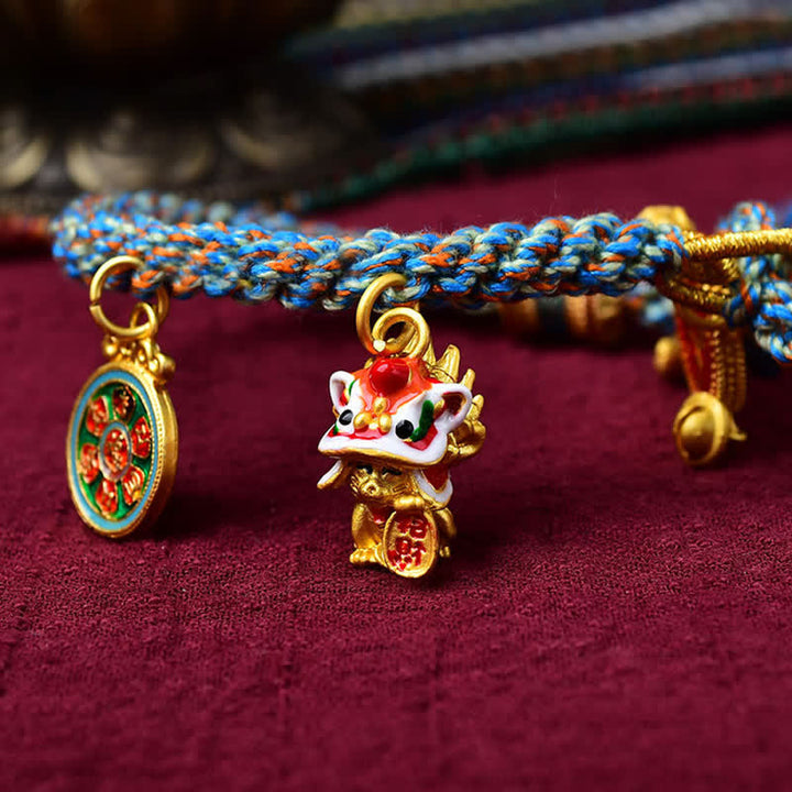 Pulsera tibetana Zakiram diosa de la riqueza Thangka suerte rueda de oración trenzada