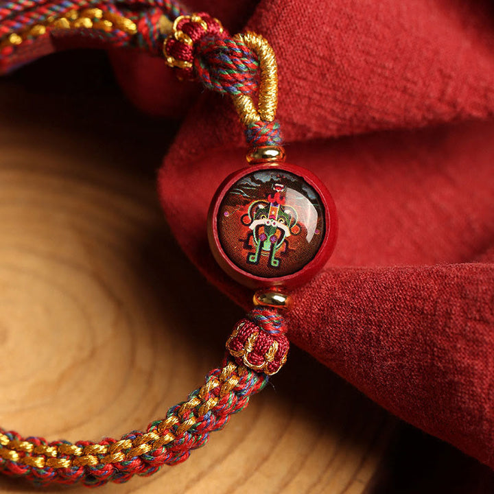 Pulsera trenzada con bendición de Thangka y cinabrio, cuerda colorida con Buddha Stones