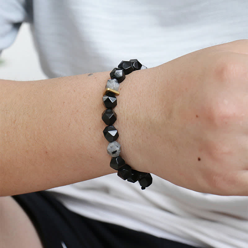 Pulsera de purificación de piedra con brillo negro de obsidiana negra