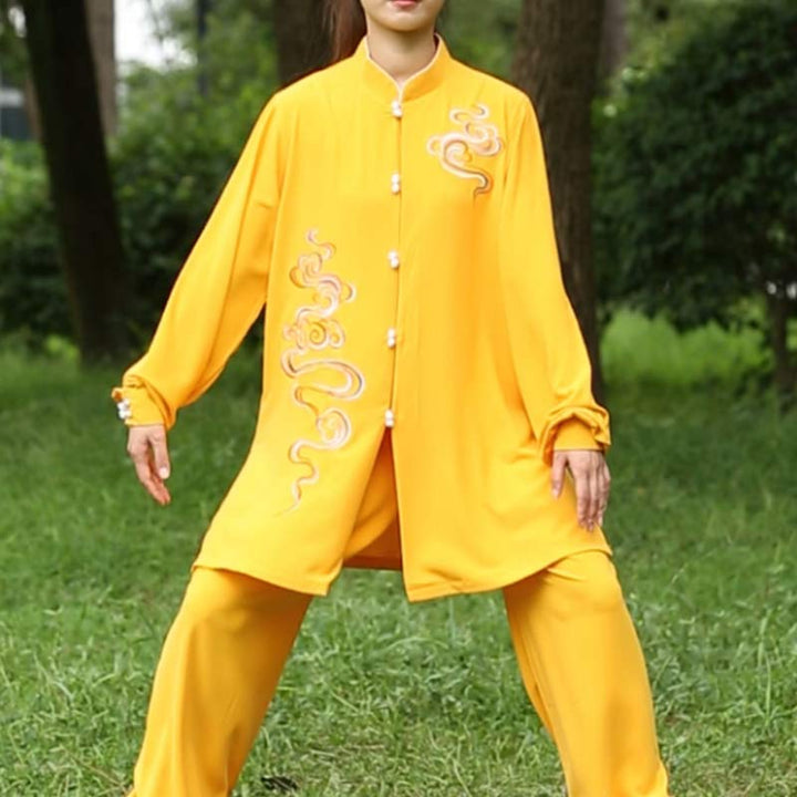 Buddha Stones nubes propicias bordado meditación oración espiritual Zen Tai Chi Qigong práctica conjunto de ropa Unisex