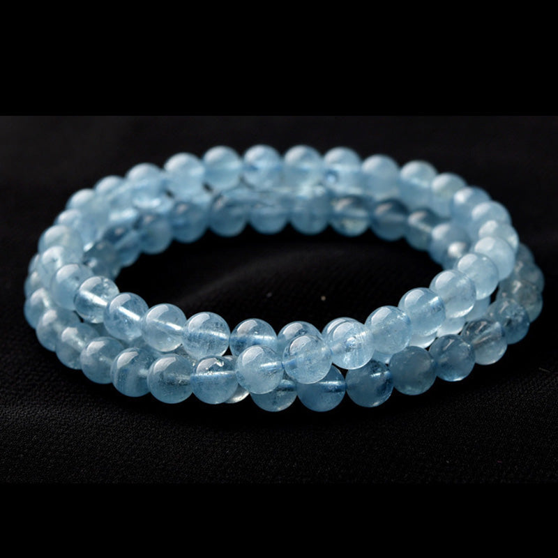 Pulsera curativa de la paz con aguamarina natural de Buddha Stones
