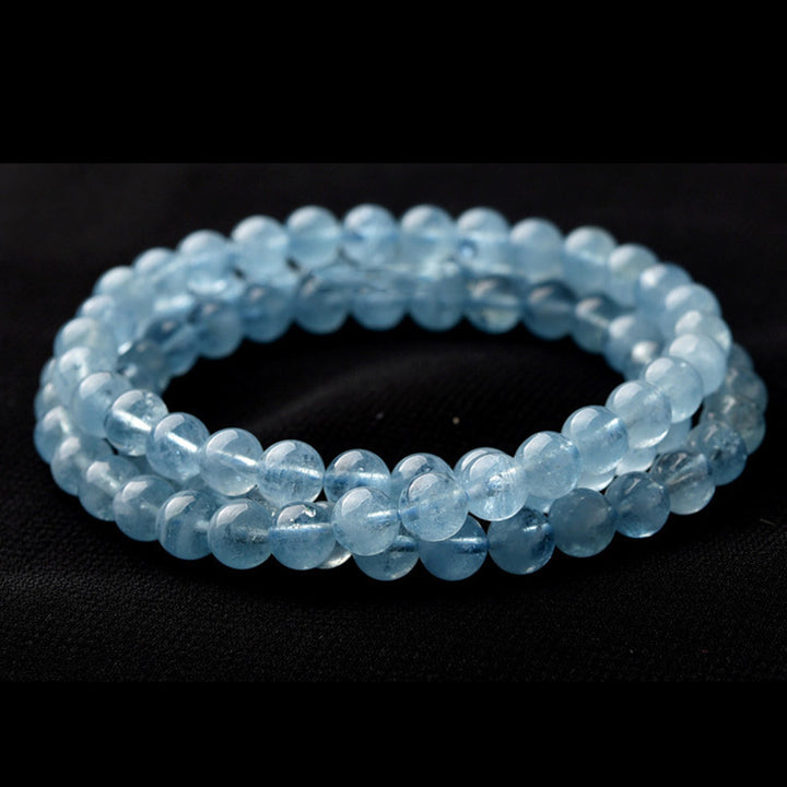 Pulsera curativa de la paz con aguamarina natural de Buddha Stones